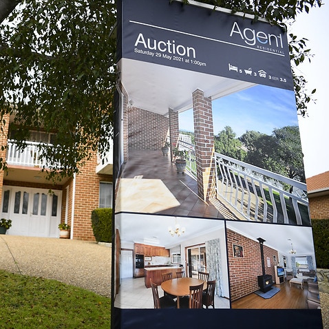 An auction sign at a Canberra house
