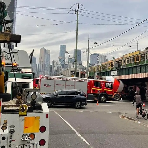A collision between a concrete mixer and Montague Street Bridge in May, 2022.