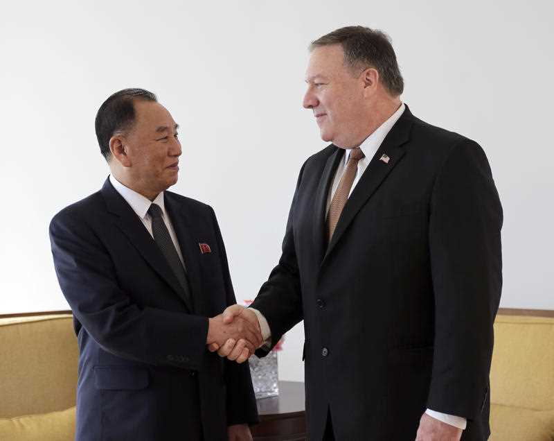 North Korea's Kim Yong Chol and United States Secretary of State Mike Pompeo