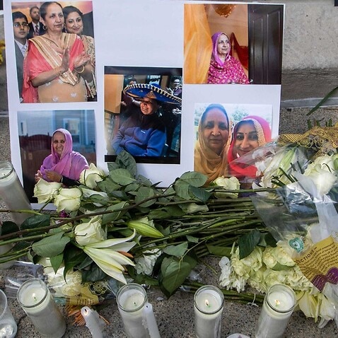 Amarjeet Kaur Johal is remembered on Sunday, April 18, on Monument Circle during a vigil for the eight people killed in FedEx shooting at Indianapolis. 