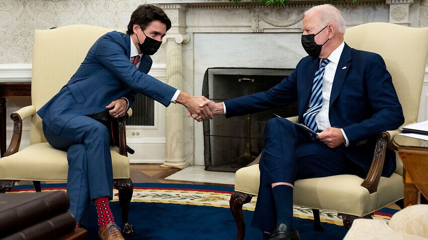 President Joe Biden and  Prime Minister of Canada Justin Trudeau during a meeting in the Oval Office, Thursday,  Nov. 18, 2021.