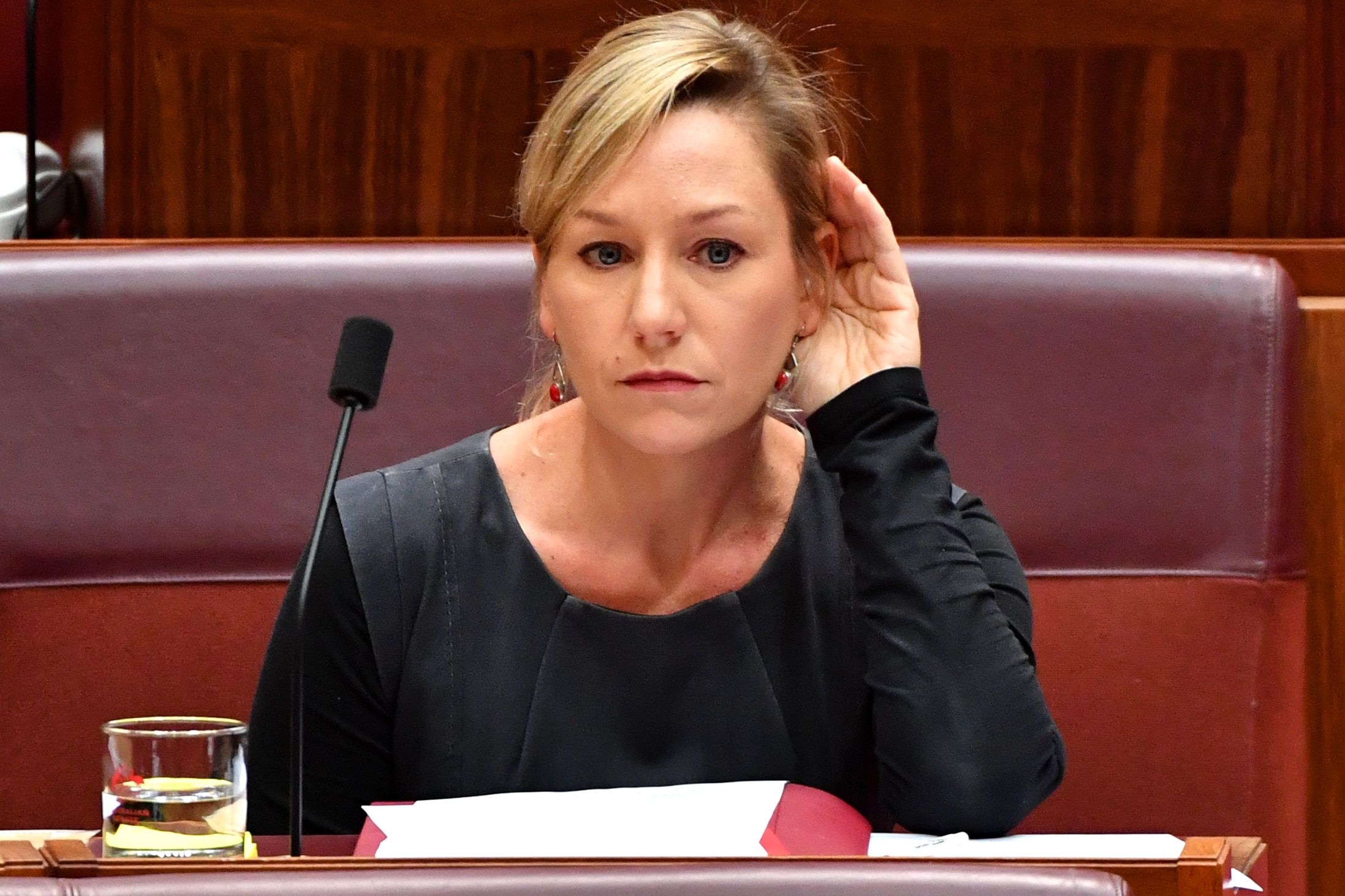 Greens Senator Larissa Waters in the Senate at Parliament House in Canberra.