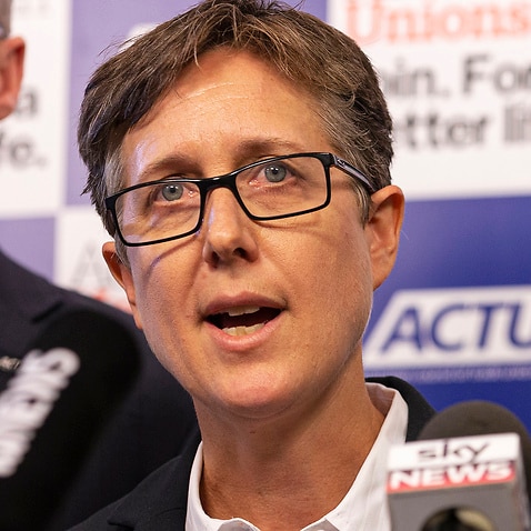 ACTU secretary Sally McManus speaks to the media during a press conference at the ACTU building in Melbourne, Thursday, June 13, 2019. (AAP Image/Daniel Pockett) NO ARCHIVING