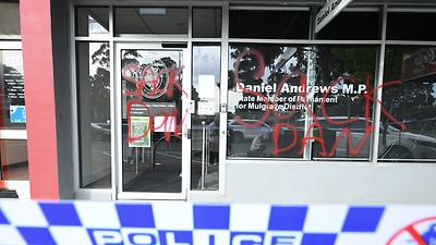 The exterior of Daniel Andrews' electorate office in Noble Park, Melbourne, Thursday, October 15, 2020.
