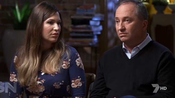 Vikki Campion, left, and Barnaby Joyce in Seven Network interview 