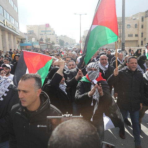 Palestinians protest Middle East peace plan, which strongly favors Israel