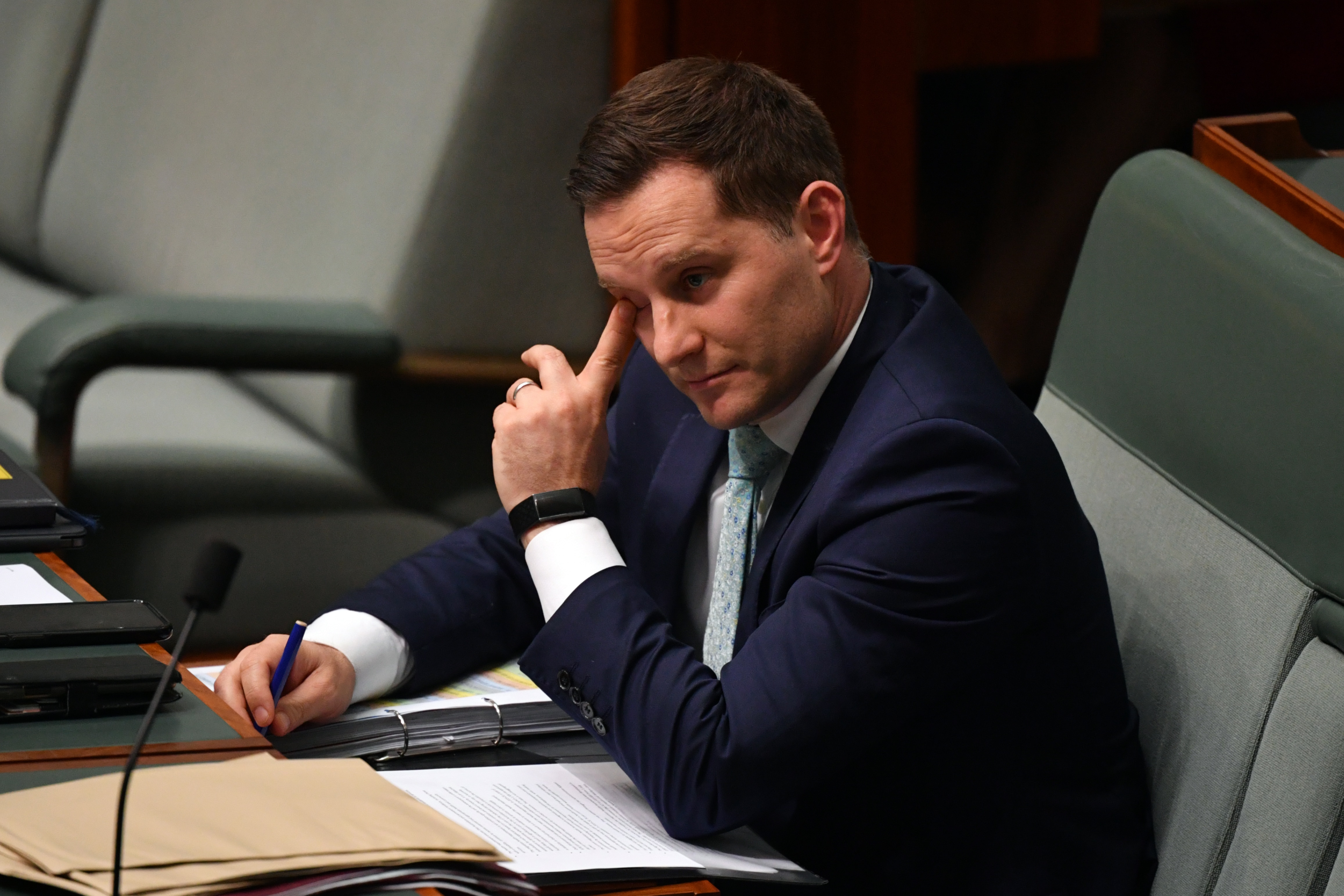 Minister for Immigration Alex Hawke during Question Time in the House of Representatives at Parliament House in Canberra, Wednesday, March 24, 2021. (AAP Image/Mick Tsikas) NO ARCHIVING