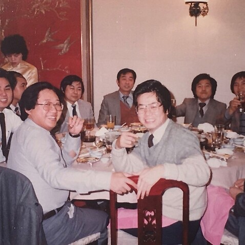 Gathering of Hong Kong opal traders in Coober Pedy, 1982. 
