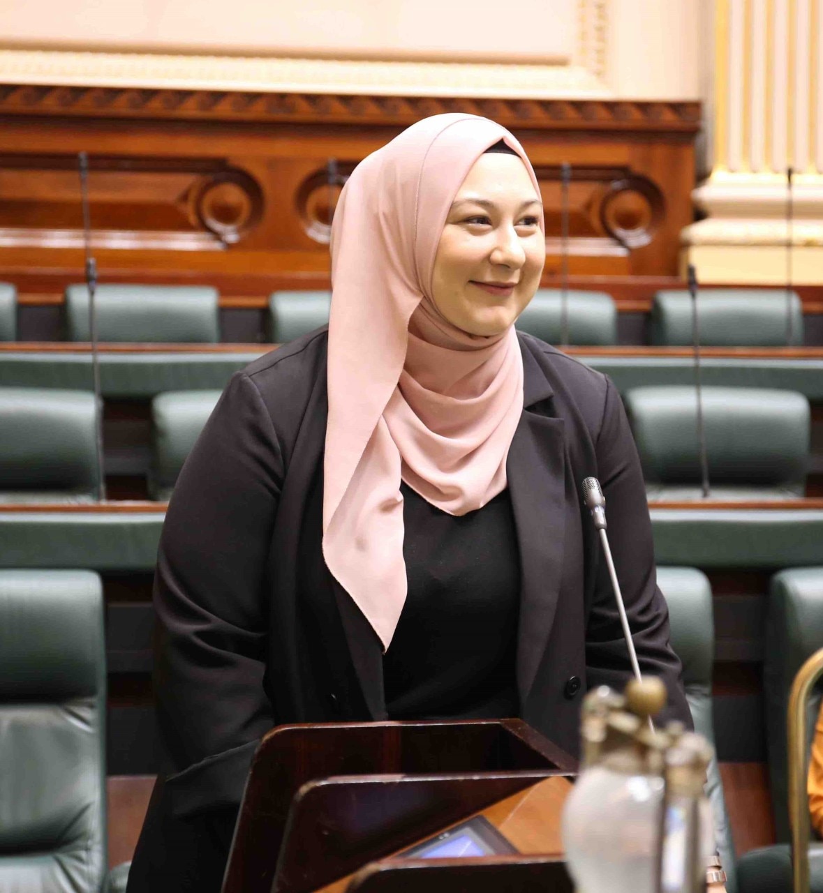 Ecehan Gülbayrak in the Victorian Legislative Assembly during the Pathway to Politics program. 