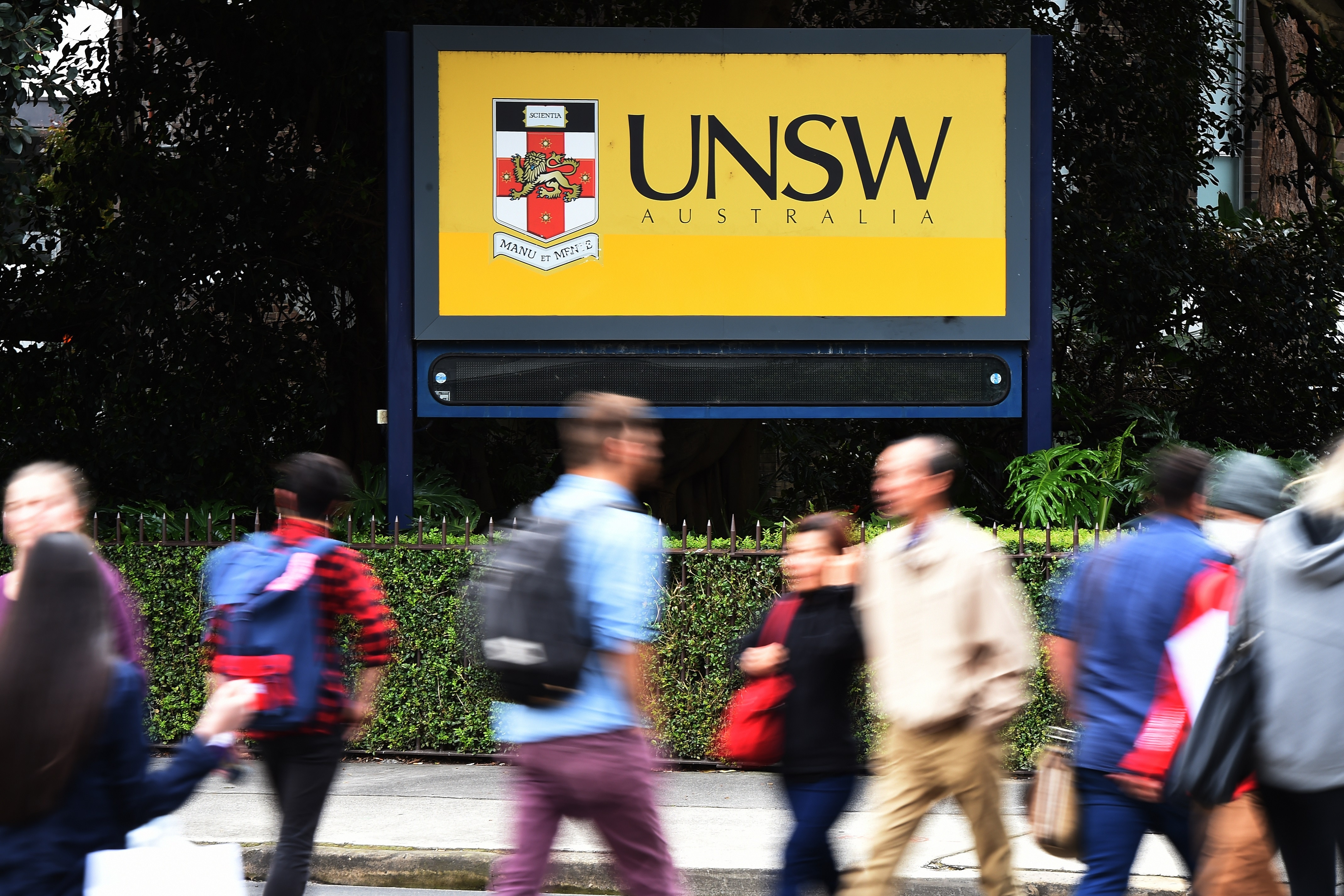 Students enter the University of New South Wales (UNSW) in Sydney.