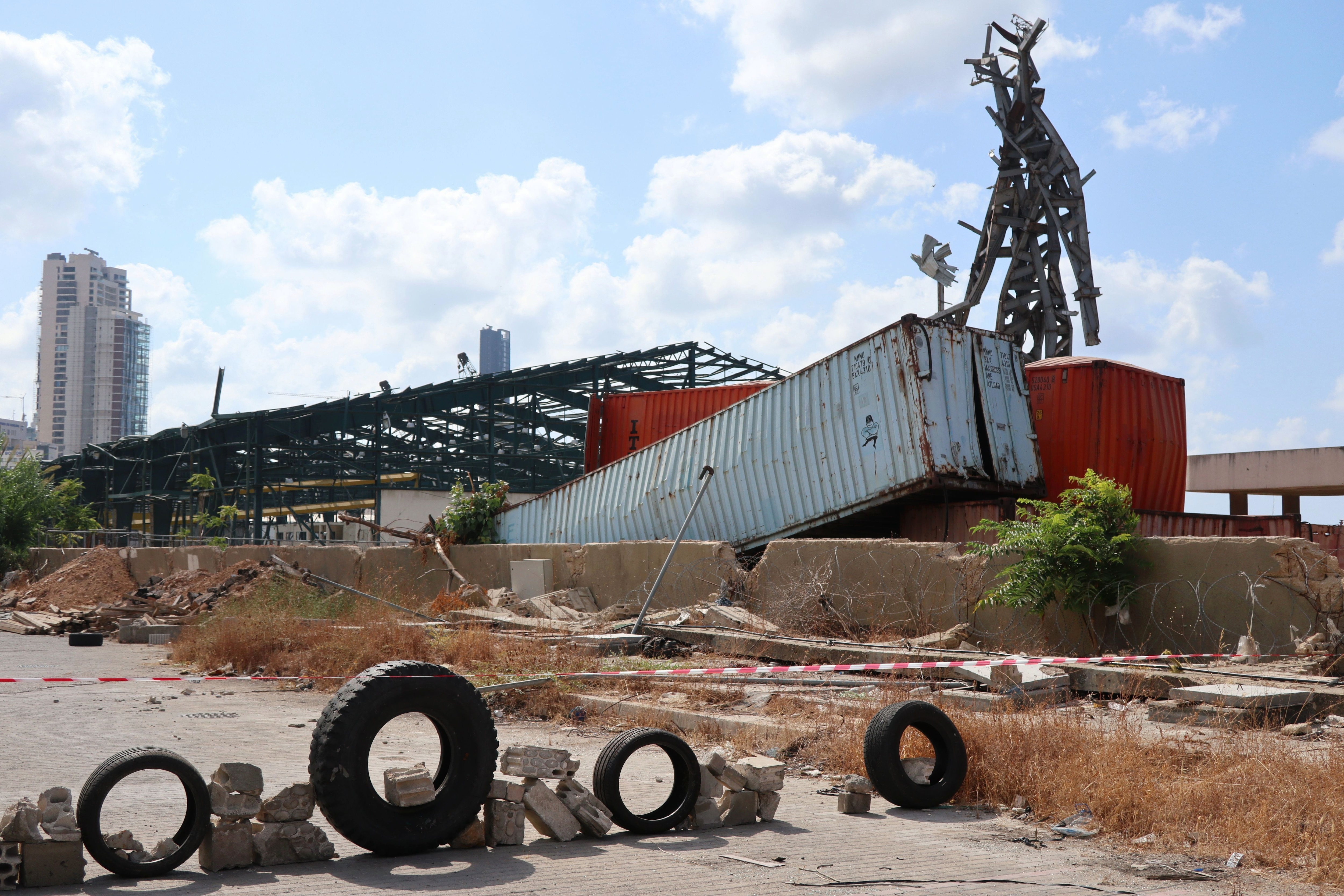 Wrecked trucks at the Port of Beirut, Lebanon, September 5, 2021.