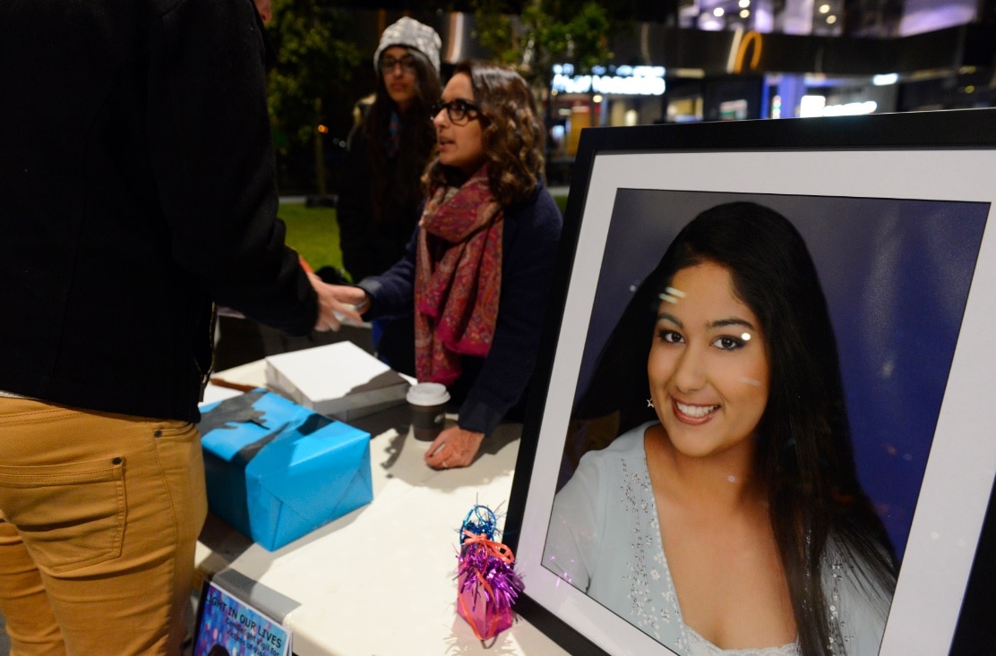 A candlelight vigil for alleged domestic violence victim Nikita Chawla in 2015