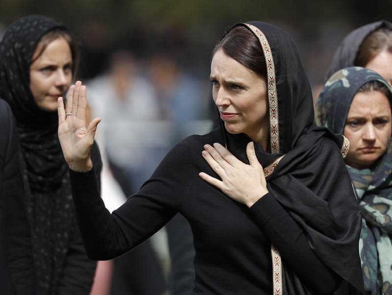 Jacinda Ardern at the Friday prayers at Hagley Park in Christchurch last week.