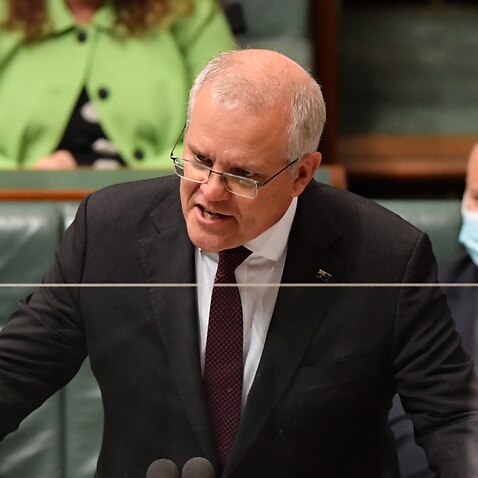 Prime Minister Scott Morrison during Question Time in the House of Representatives at Parliament House in Canberra, Tuesday, November 30, 2021. (AAP Image/Mick Tsikas) NO ARCHIVING