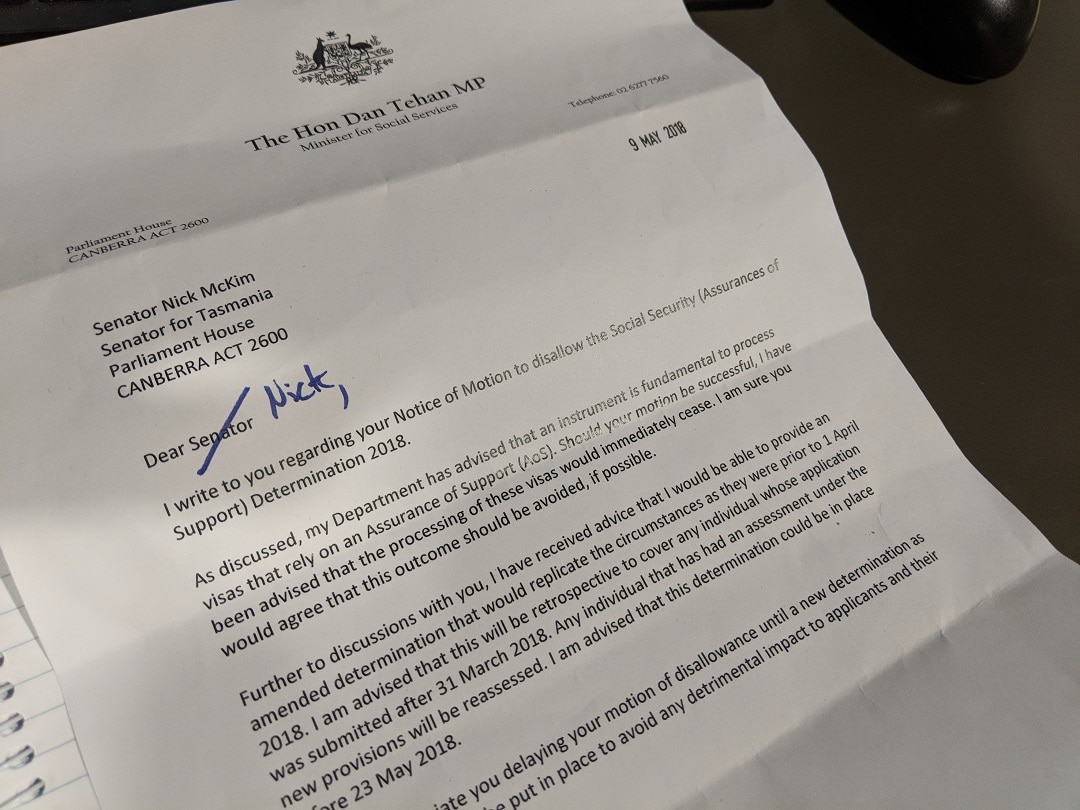 SBS News has seen a copy of the letter.