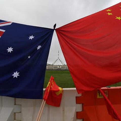 The flags of Australia and China