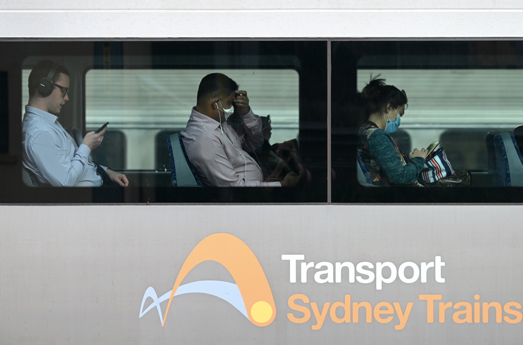 Rail passengers in Sydney.