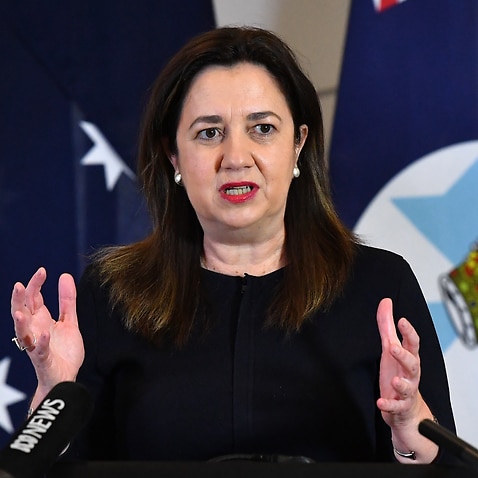 Queensland Premier Annastacia Palaszczuk is seen during a press conference in Brisbane.