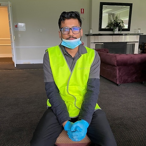 Mr Saurav has been cleaning Sydney workplaces for two years. As an international student from Nepal, the job allows him to fit work around his study.