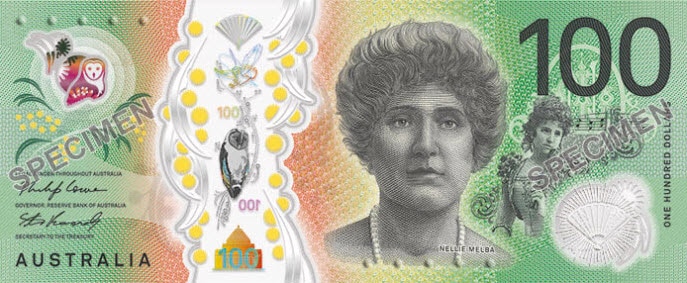 This image shows the signature side of the new $100 banknote. This image shows the signature side of the new $100 banknote.