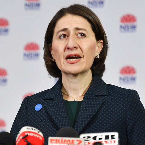 NSW Premier Gladys Berejiklian and Minister for Education Sarah Mitchell brief the media on the easing of restrictions during a press conference in Sydney, Tuesday, May 19,2020. (AAP Image/Dean Lewins) NO ARCHIVING