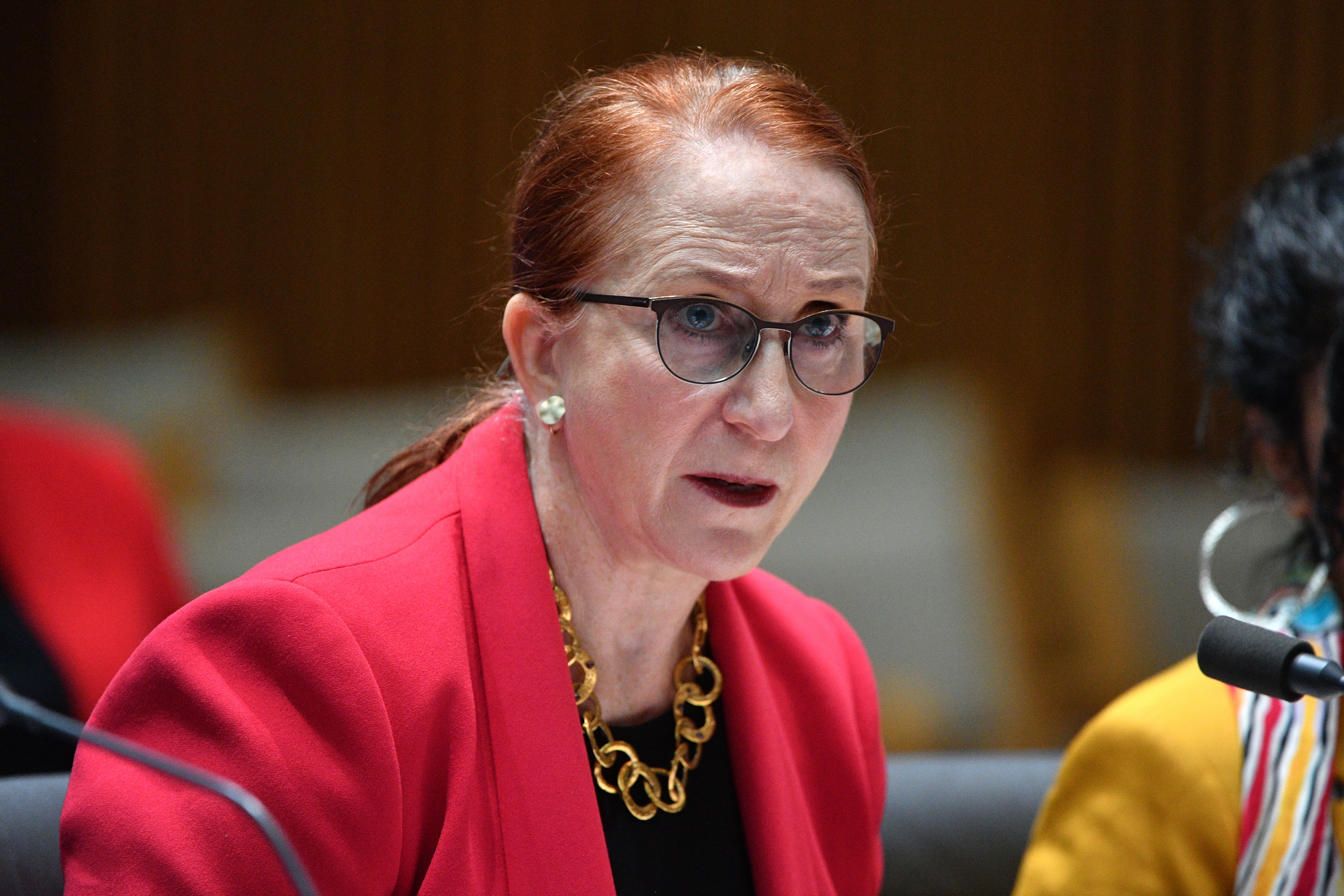 Human Rights Commission President Rosalind Croucher appears at a Senate estimates hearing at Parliament House in Canberra.