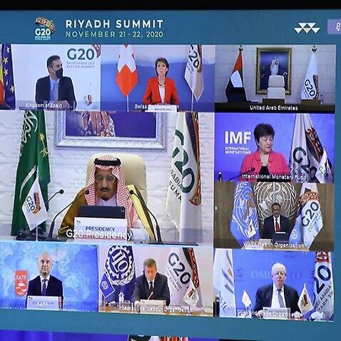 The virtual G20 meeting is hosted by Saudi Arabia.