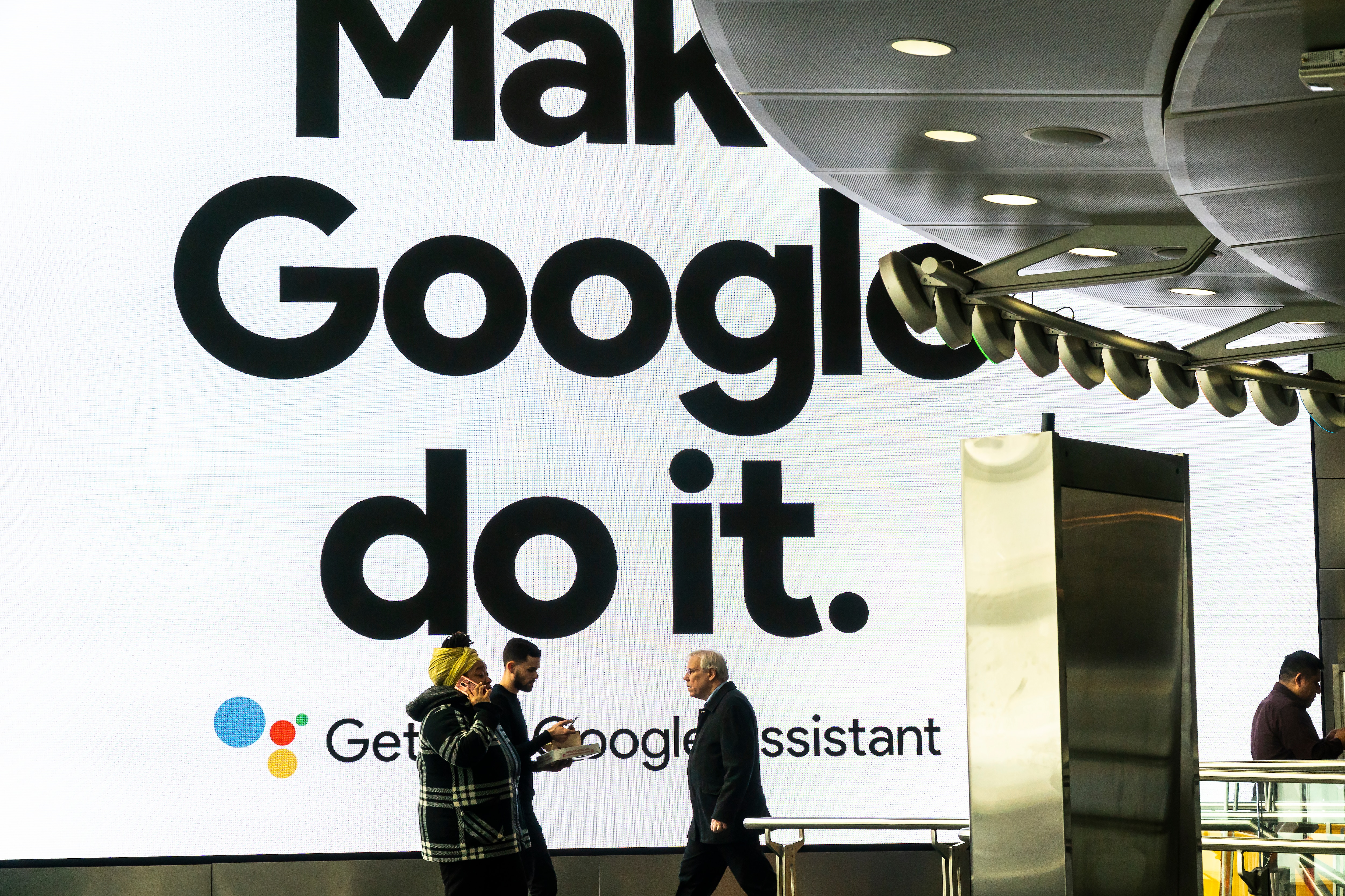 Advertising for Google in the Fulton Centre in New York in 2018.