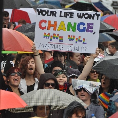 Same-sex marriage protest in Perth 2015.