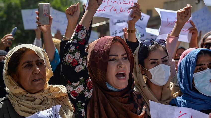 Image for read more article 'Afghan women protest against all-male government as Taliban takes office'