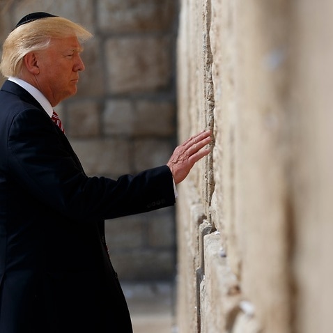 President Donald Trump visits the Western Wall, Monday, May 22, 2017, in Jerusalem. 