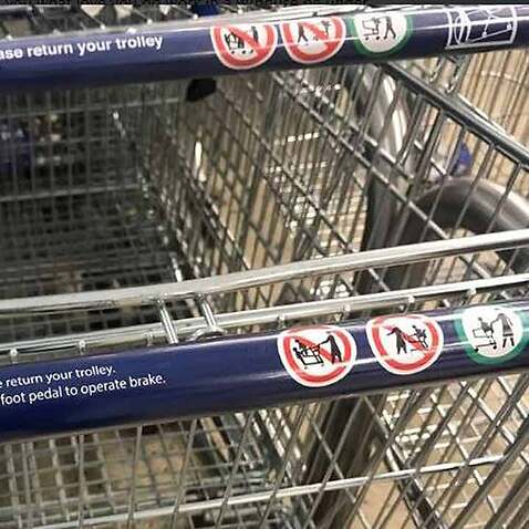 Opinion is divided over whether stickers on supermarket trolleys depicting women are sexist.