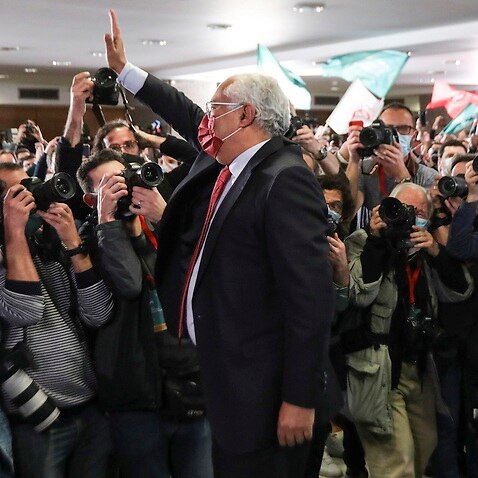 Antnio Costa, Prime Minister of Portugal and leader of the Socialist Party (PS), celebrates the victory in the 2022 legislative election