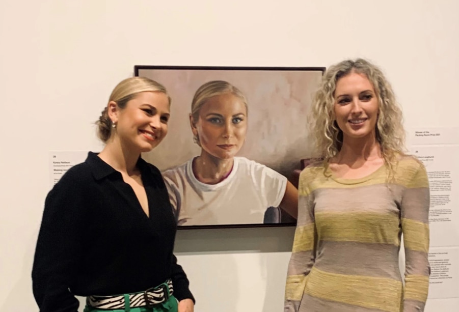 Grace Tame with Kirsty Neilson at the Archibald Prize. 