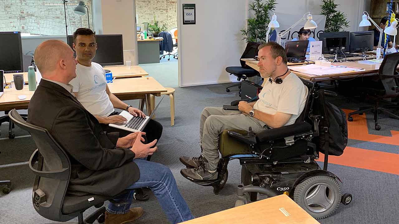 Oliver Morton-Evans meets with his fellow co-founders of Neuromersiv