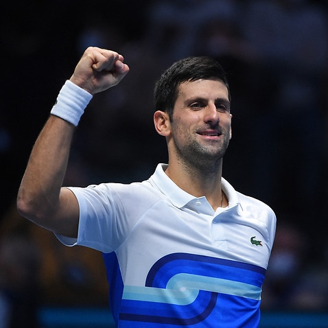 Novak Djokovic (SRB) during his third round match at the 2021 Nitto ATP Finals in Torino, ITALY, on November 19, 2021. Photo by Corinne Dubreuil/ABACAPRESS.COM.