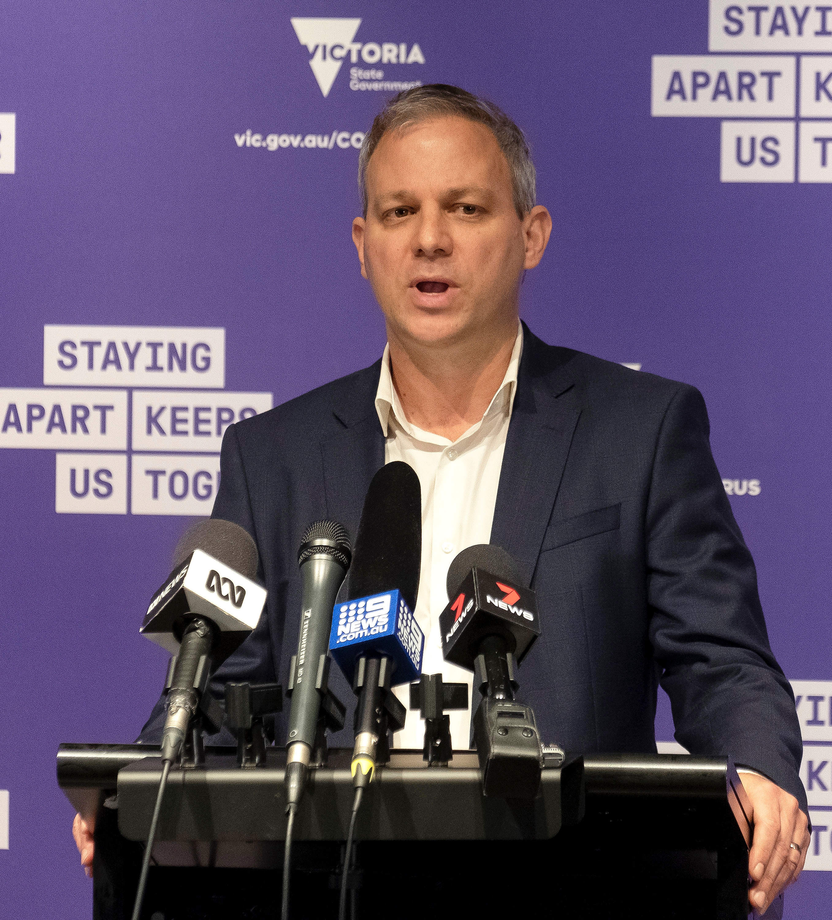 Victoria's Chief Health Officer Brett Sutton speaks to the media during a press conference at Treasury Theatre in Melbourne, Saturday, June 20, 2020. (AAP Image/Luis Ascui) NO ARCHIVING