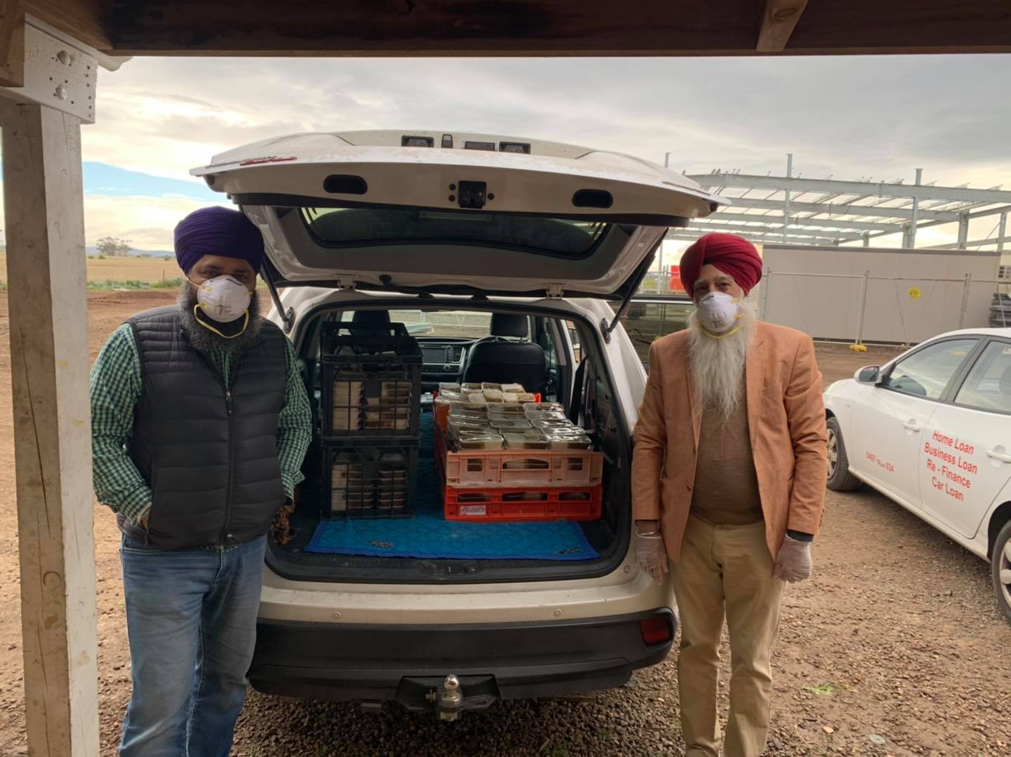 Dal Baba Bidhi Chand Shaoni volunteers ready to serve free grocery items to the people affected by the coronavirus pandemic. 