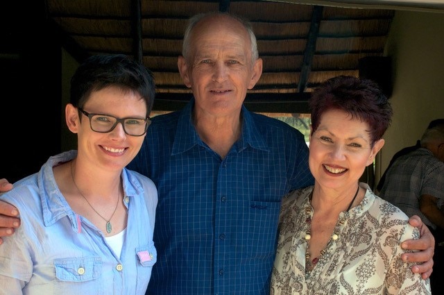 Dr Ilonka Meyer with her father and mother in South Africa before her father passed away.