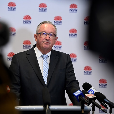 Health Minister Brad Hazzard during an announcement regarding 2020 influenza vaccine, in Sydney, Monday, March 2, 2020. (AAP Image/Joel Carrett) NO ARCHIVING