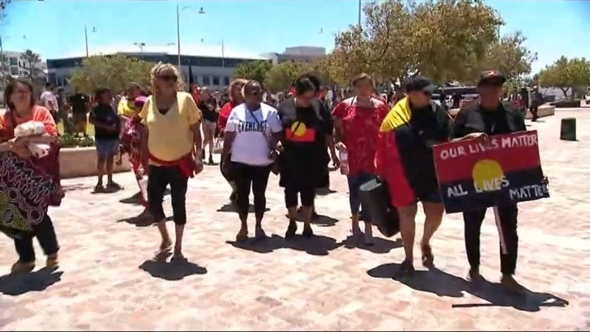 Protesters have marched in Geraldton after a WA court acquitted a police officer of a murder charge over the death of Indigenous woman JC.