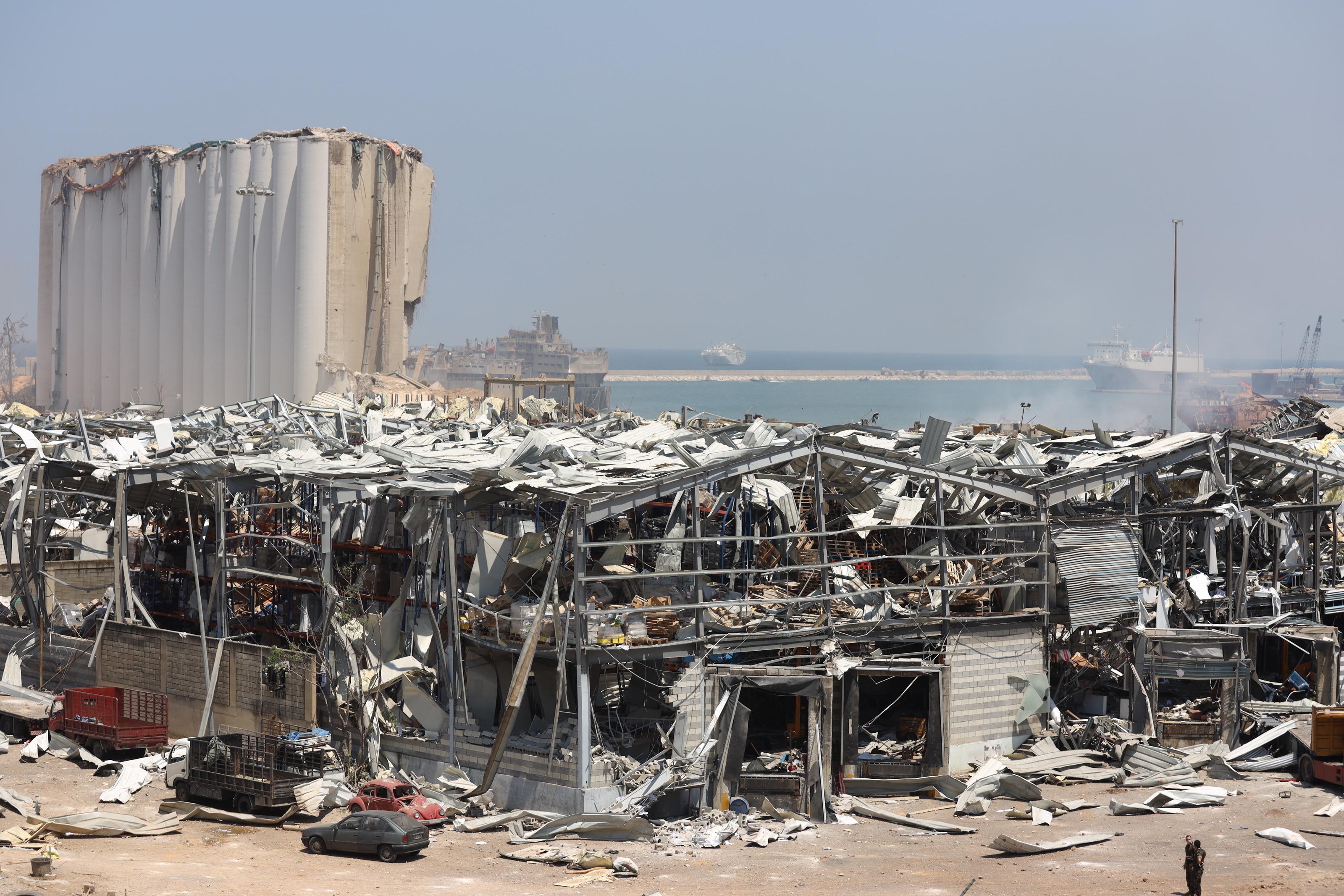 The site of the explosion, one day after the blast at the Beirut Port.