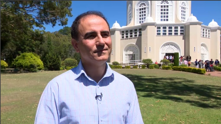 Australian Baha'i spokesman Mehrzad Mumtahan outside the Bahai temple in Sydney prior to the coronavirus pandemic. Mehrzad Mumtahan outside the Bahai temple in Sydney.