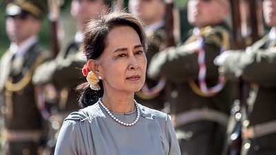 Ein Aktenfoto von Aung San Suu Kyi 