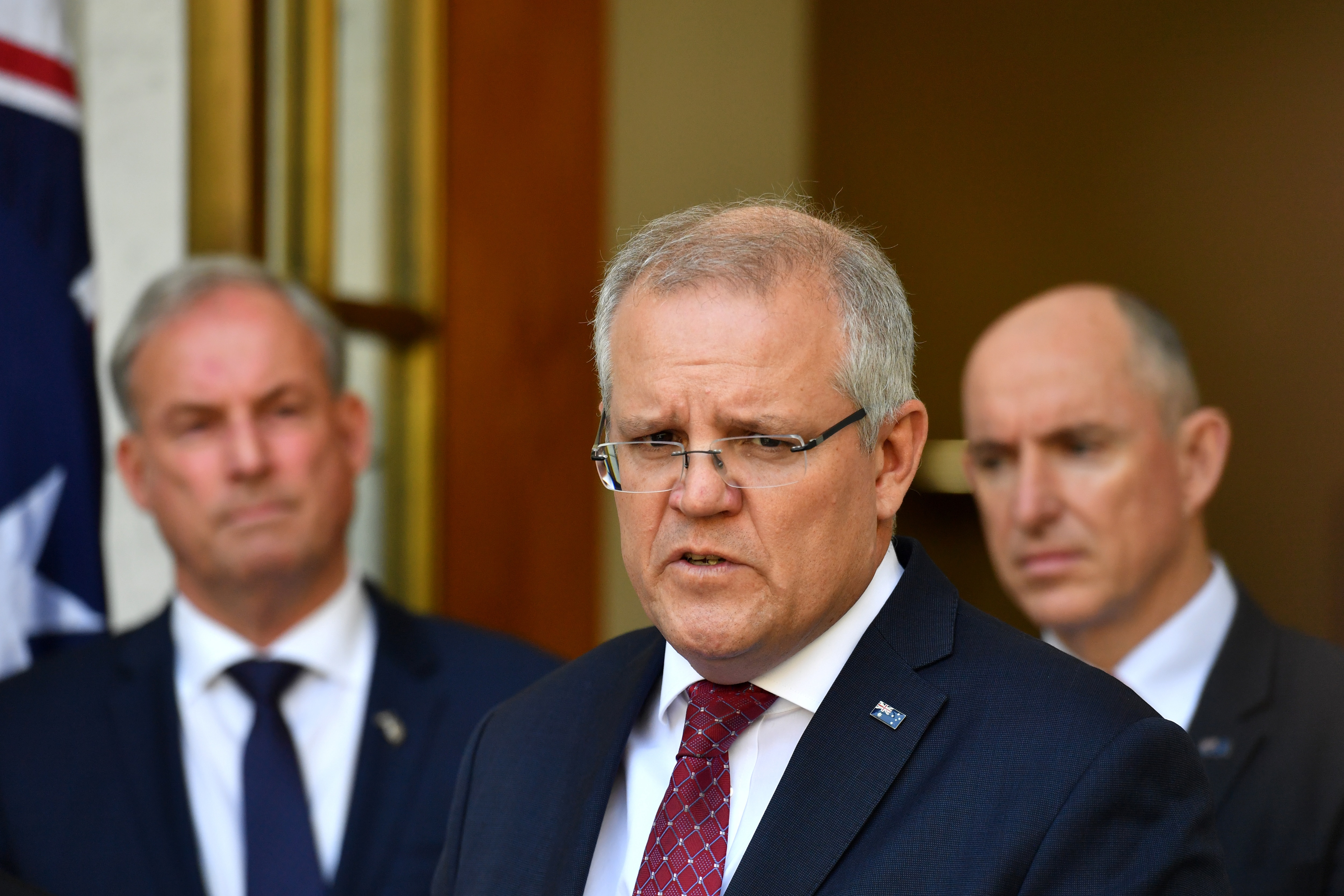 Prime Minister Scott Morrison at a press conference at Parliament House in Canberra.