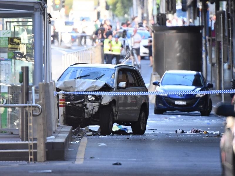 The scene of last week's Flinders Street car attack in Melbourne. 