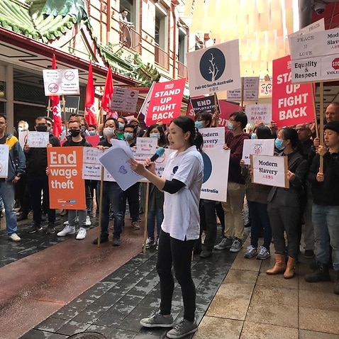 A protest held in Adelaide calling for greater worker protections. 