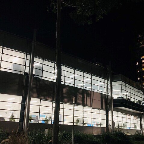 The Olympic Vaccination Centre, which is still open at night