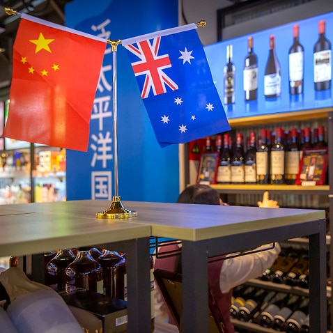 A display of Australian wines at the China International Import Expo (CIIE) in Shanghai.