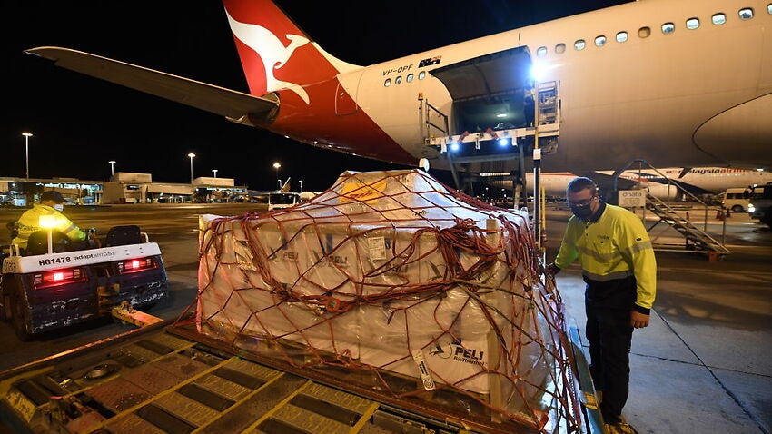 Image for read more article 'First shipment of Pfizer COVID-19 vaccine doses under UK swap deal arrives in Australia'